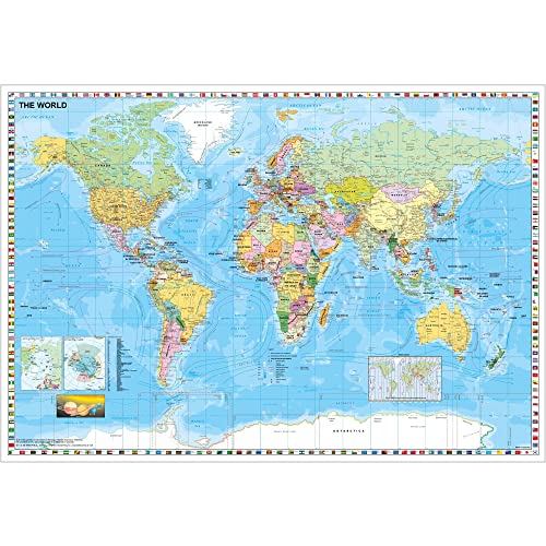 Preisvergleich Produktbild Weltkarte politisch mit Flaggenrand