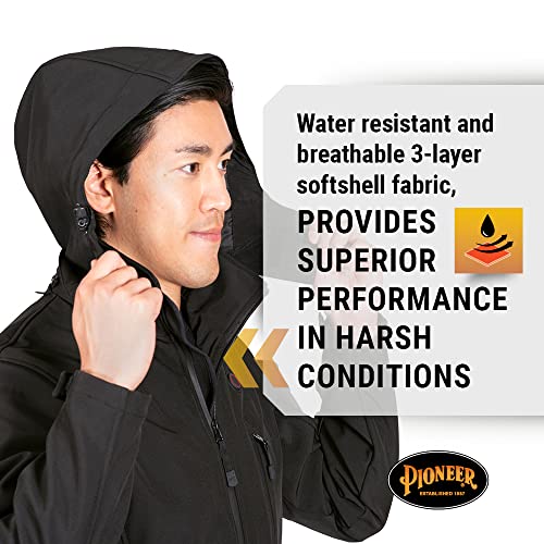 Pioneer Men's Heated Softshell Jacket - Water Resistant with Detachable Hood - Power Bank Not Included (Multiple Colors)3