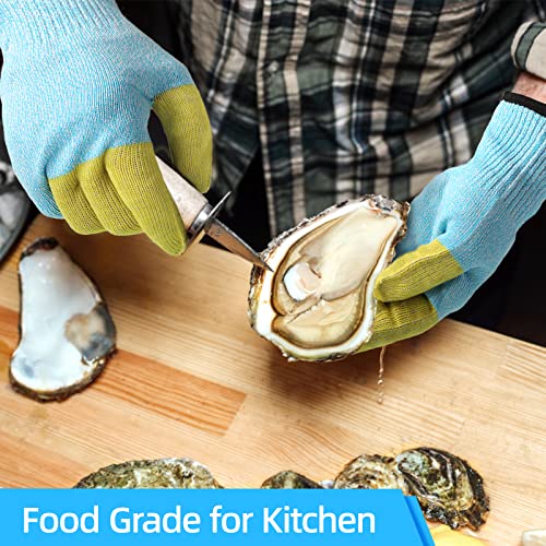 Schwer Cut Resistant Gloves With Ansi A9 Reinforced 4 Fingers, Food Grade & Touch Screen Cutting Gloves Without Steel Wire & Fiberglass, Suit For Kitchen Meat Cutting, Oyster Shucking （L） #TOP5