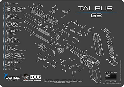 EDOG G3 Gun Cleaning Mat - Schematic (Exploded View) Diagram Compatible with Taurus G3 Series Pistol 3 mm Padded Pad Protect Your Firearm Magazines Bench Surfaces Gun Oil Solvent Resistant