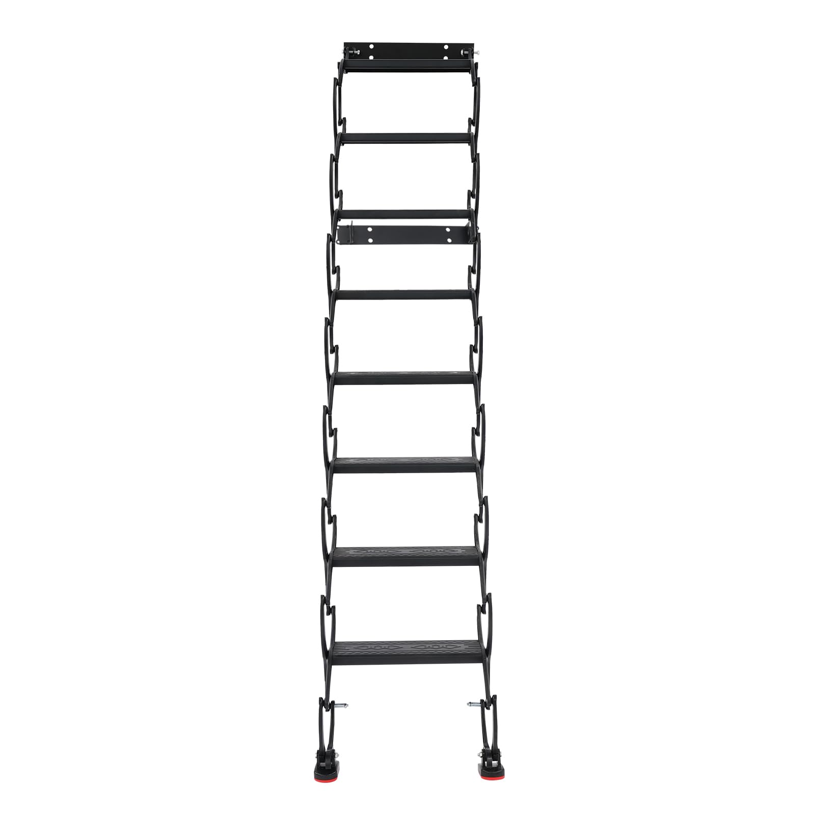 Escalera desplegable para ático, escalera plegable montada en la pared, escalera de acordeón de 8 peldaños para desván, capacidad de carga por peldaño de 200 kg, escalera para ático, garaje, sótano