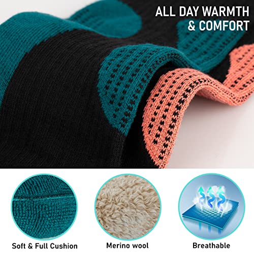 Image of Merino Wool Ski Socks 2 Pairs, Thermal Knee High Warm Socks for Snowboarding, Hiking, Cold Weather, Snow, Hunting