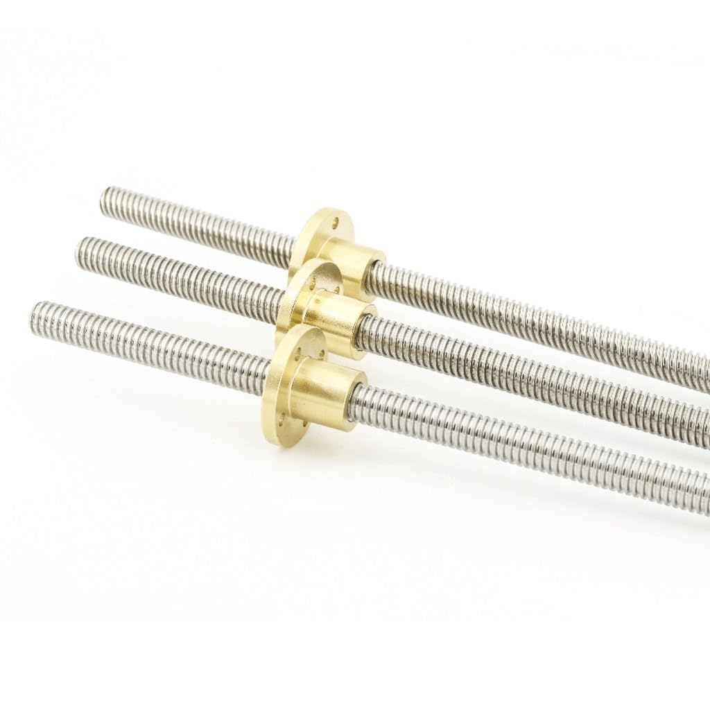 1PC High Precision 304 Stainless Steel T10 Lead Screw for 3D Printers - 420mm Length, 10mm Diameter, Brass Nut Included(Pitch 2mm Lead 12mm)
