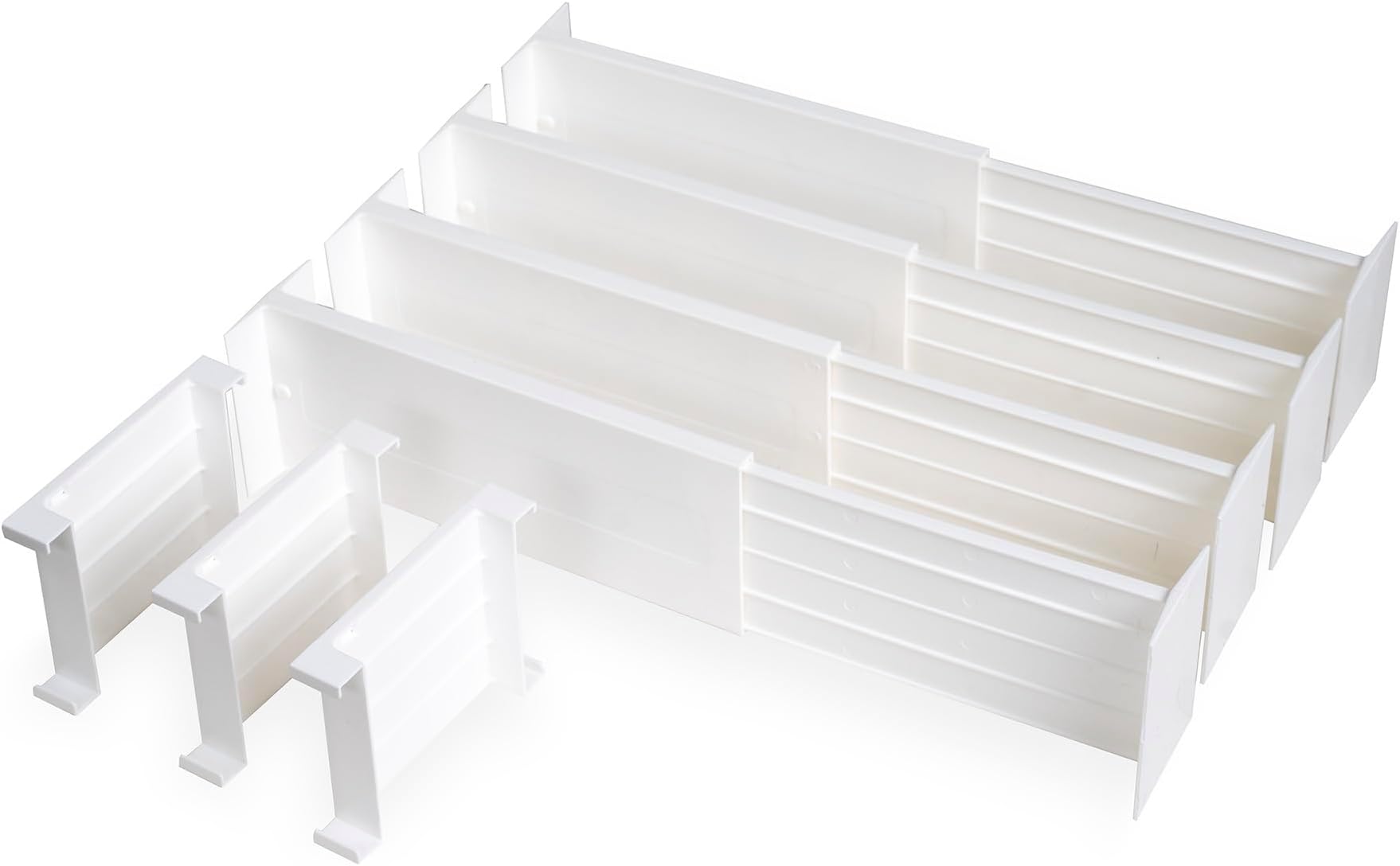 Dial Industries Adjustable Dresser Drawer Clothes Organizers, Set of 4 Dividers and 3 Cross Dividers, 4.5" Deep