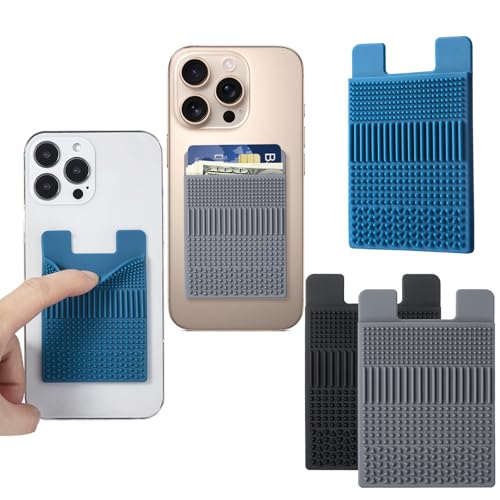 Silicone Sensory Phone Wallet with Textured Grip Pattern, 3pcs Tactile Sticky Phone Card Holder for Back of Phone Case, Fidget Toy Adult