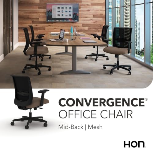 Image of HON Convergence Ergonomic Office Chair with Mesh Back, Adjustable Arms, Lumbar Support, Synchro‑Tilt Desk Chair with Wheels for Home Office or Computer Use, Black Frame, Bark