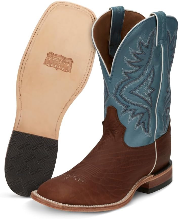 Tony Lama Men’s Avett 11" Leather Western Boots, Square Toe, Comfort Insole, Durable Double Stitch