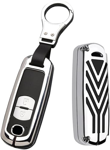 Miniatura 8 de HIBEYO Funda de llave de piel de aleación de zinc para Mazda 2, 3, 3, Axela 5, 6, 6, Atenza 8, CX-3, CX-4, CX-5, CX-7, CX-9, MX-5, MX-5, Miata,
