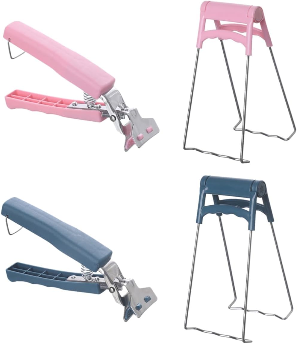 4Pcs Stainless Steel Plate Tongs with ABS Handles for Travel Picnics