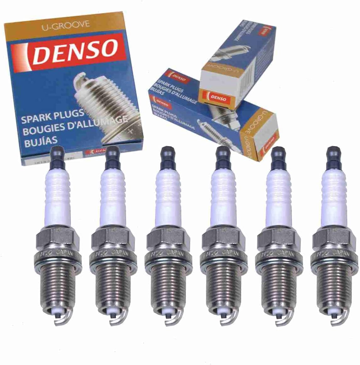 6 pc DENSO Standard U-Groove Spark Plugs compatible with Suzuki Grand Vitara 2.5L 2.7L V6 1999-2008