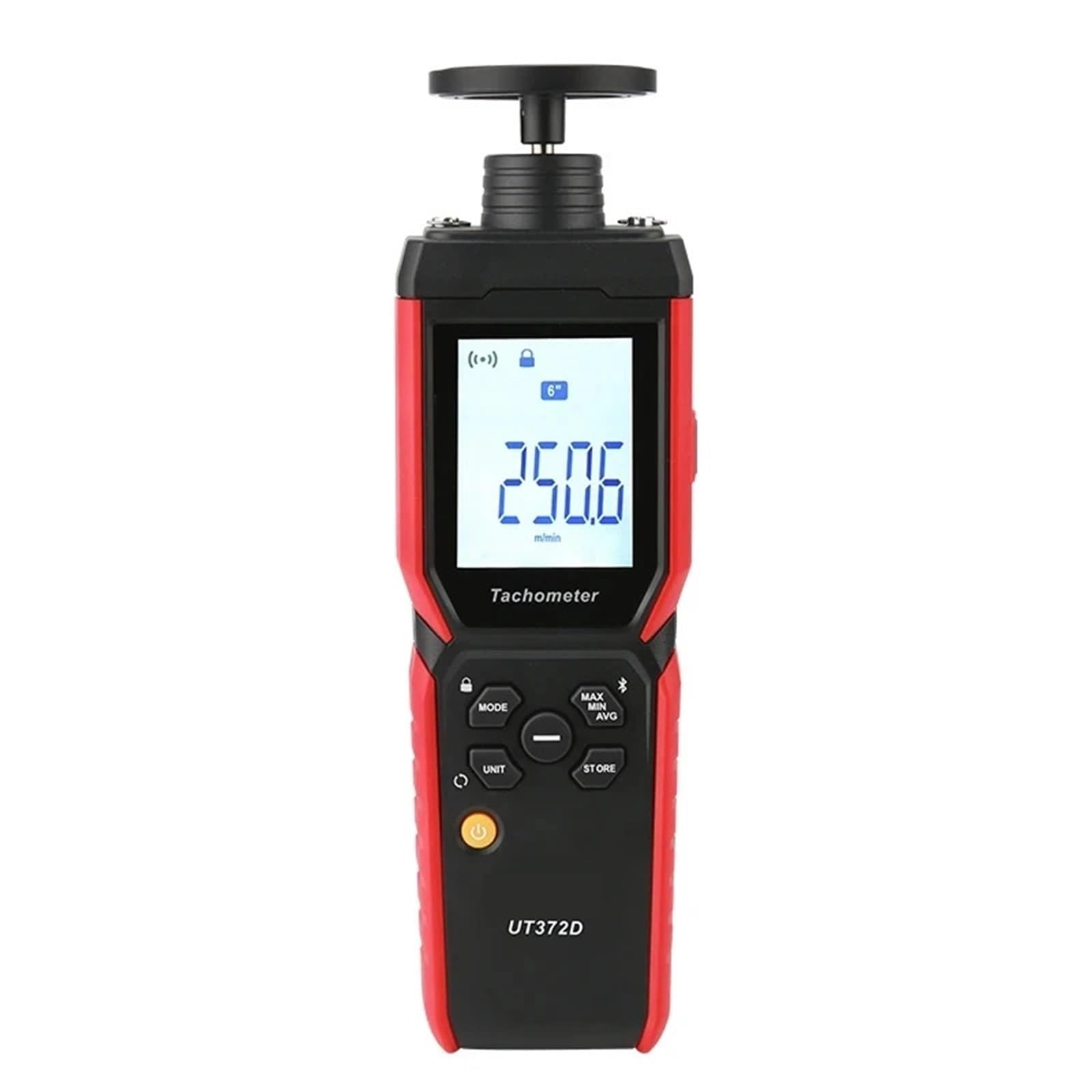 Digitaler Drehzahlmesser, UT372D Geschwindigkeits-Drehzahlmesser 2-in-1-Laser-Drehzahlmesser Kontakt Und Berührungslos Tacometro Digitaler Drehzahlmesser Spin 1 Bis 19999 U/min,LCD-Display