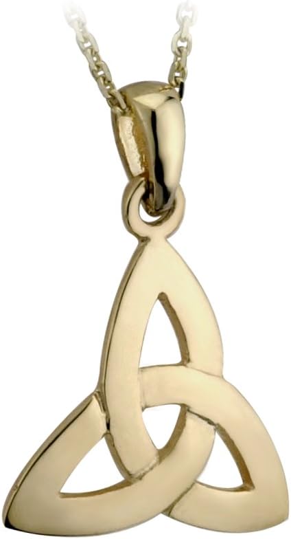 Biddy Murphy Gold-Plated Trinity Knot Necklace Pendant - Made in Ireland, 18-Inch Chain