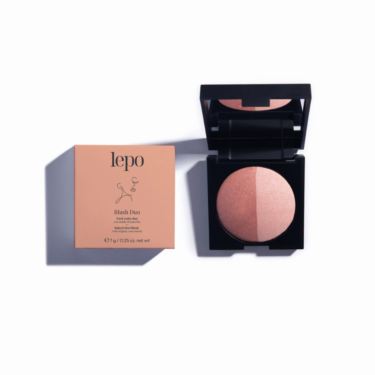 LEPO | Blush Duo, duet gotowany na róż ze skrobią kukurydzianą, naturalny układ kolorów dla jasnej cery!