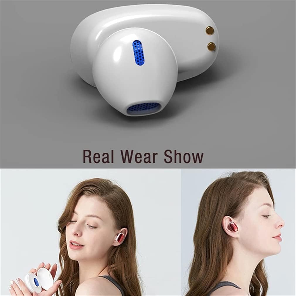 True Wireless Earbuds, TWS Bluetooth 5.0 Headphones Daul-Ear Stereo Sound CVC8.0 Noise Cancelling Headset in-Ear Built-in Mic, with 400Mah Charging Case,White