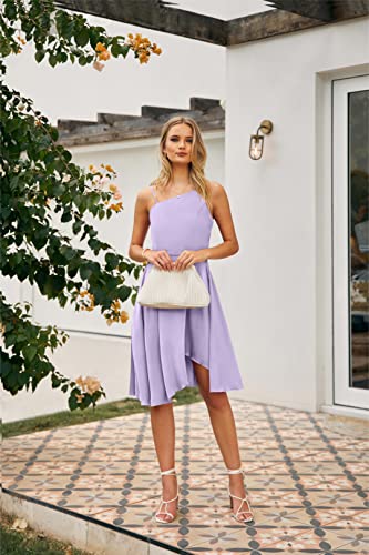 Mascomoda Sexy Spaghetti Strap Summer Dresses For Women 2023 Trendy Satin Sleeveless High Low Swing Midi Cocktail Dresses (Purple, Medium) #TOP6