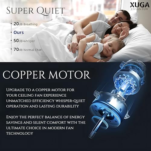 Image of XUGA Jovian F6W Premium Smart 1200mm, BEE 5-star BLDC fan,6 Blade,Remote Ceiling fan for Home, 100% Copper Motor,Energy Saving, High Air Delivery,LED Light, Wooden (Pack of 2)(5 Year Warranty)