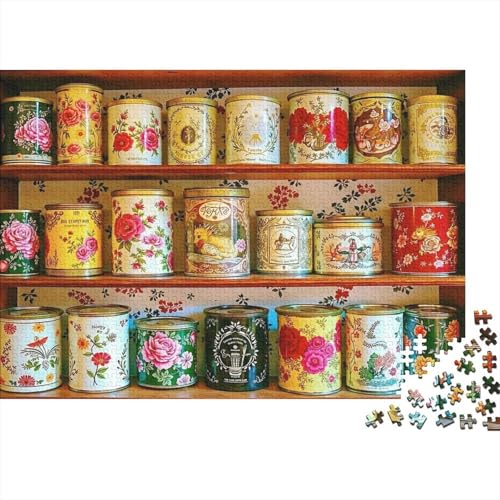Puzzle de 1000 piezas floral con caja de hojalata vintage para regalo