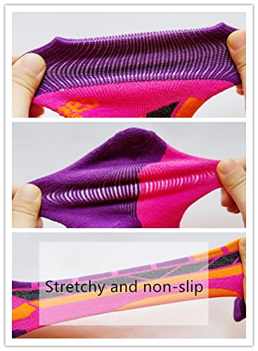 Pumkryth 2 Pack Kids Winter Ski Socks For Girls-Warm Soft Otc Non-Slip Cuff Winter Skiing Socks 27-30, Pink #TOP4