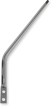 Hurst Shifter Stick, Single Bend, 12.5 in Length, 3/8-16 in Thread, 6.5 in Set-Back, Steel, Chrome, Universal, Each