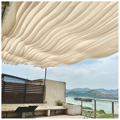 LXHELIVERY 20pc Wavy Ceiling Drape Sheer Fabric - Wave Design Ceiling Canopy Curtain, Soft Mesh Tulle for Wedding Party Outdoor Patio Backdrop(Champagne,200X40CM/78.7X15.7)