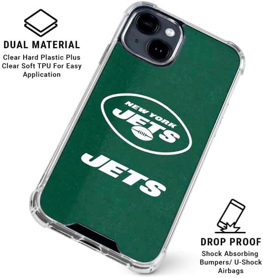Skinit Clear Phone Case Compatible with iPhone 14 - Officially Licensed NFL New York Jets Distressed Design