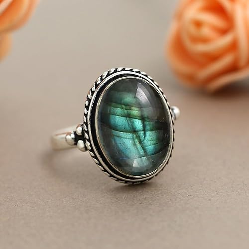 Miniatura 7 de Anillos de plata de ley chapados a mano para mujeres, anillo de piedra natal bohemia del suroeste, joyería para el día de la madre, regalos