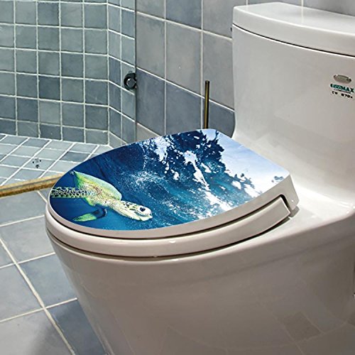 Dnven Toilet Seat Lid Decals Sea Turtles Stickers Undersea Decals Ocean Bathrooms Decors Under Water Waterproof Lid Cover Stickers 13 Inches X 15 Inches #TOP3
