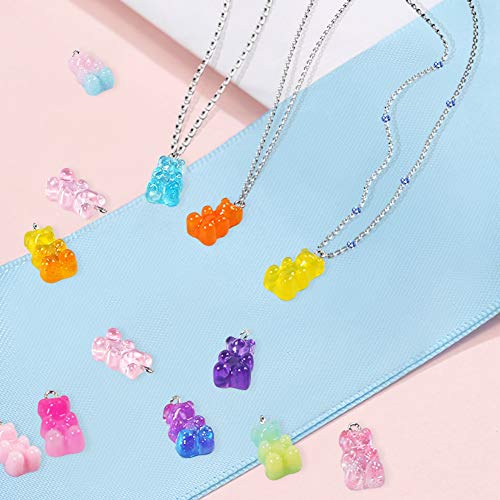 16 Pieces Resin Gummy Bear Pendant,Ccozn 8 Colors Candy Gummy Charms Bear Gummy Resin Bear Pendant Diy Necklace For Girls Jewelry Making Crafting #TOP5