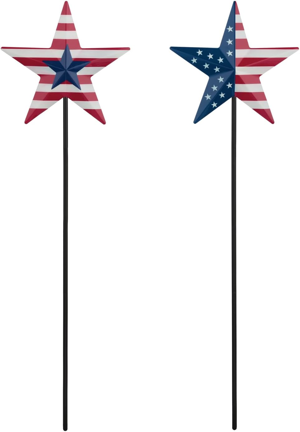 Regal Art & Gift Americana Garden Stake Set of 2, Patriotic Metal Yard Art, Weather-Resistant Decorative Outdoor Ornaments for Flower Beds and Potted Plants – Star