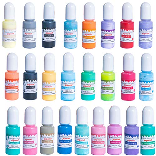 Famcry Epoxy Resin Pigment, 24 Colors Epoxy UV Resin Pigment Opaque Liquid Epoxy UV Resin Dye Resin Colorant Resin Art Jewelry Making 0.35oz Each