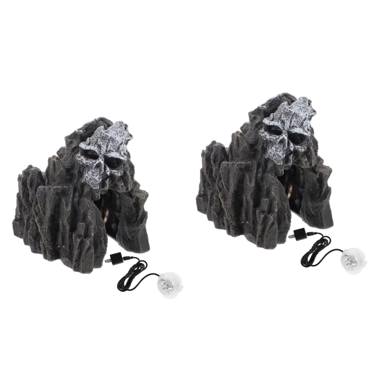 YARNOW 2 Pièces Décorations Aquatiques Grotte à Poissons Ornement De Montagne D'aquarium Grotte Décorative en Peau De Lézard Décor D'aquarium De Crâne Grotte Cachette D'aquarium Résine