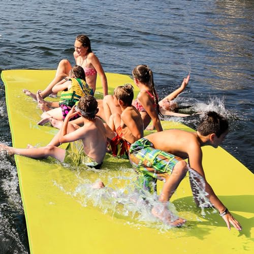 Kieperi 12 FT 3-Layer XPE Lily Pad Floating Mat, Double-Sided Use Floating Water Mat, Floating Mat for Lack/River/Sea/Pool(Green&Yellow-2, 12 x 6)