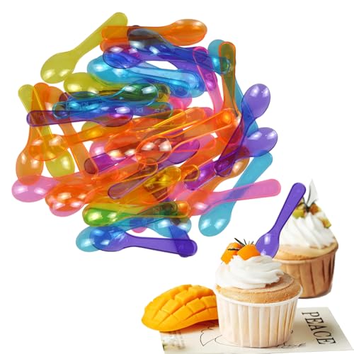30 Pcs Mini Spoons – Disposable Plastic Tasting Spoons for Ice Cream, Cake, Yogurt, Jelly & Dessert Party (Multicolor)
