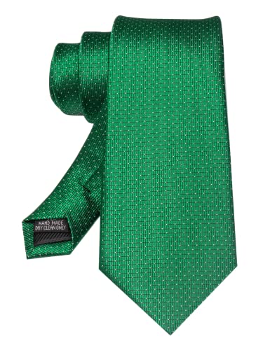Image of RBOCOTT Silk Stripe Plaid Tie and Pocket Square with Tie Clip Sets for Men