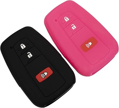 Miniatura 4 de Lcyam Funda para llavero para Toyota Corolla Hatchback RAV4 XLE Prius de 3 botones 2019-2022, color rosa negro