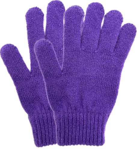 MDSTYLE Magic Knit Gloves for Women Cold Weather Winter Solid Color for Daily Sports Workout Runnging Jogging Full Fingers Warm (Purple One Size)
