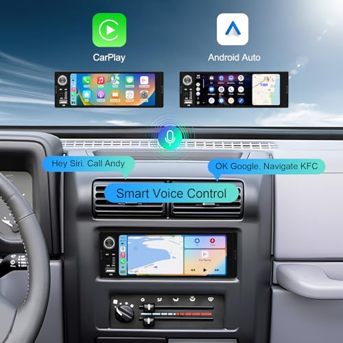 6.36-Inch Single Din Touchscreen Car Stereo - Linux System Single Din Wired/Wireless Carplay Android Auto,1080P HD GPS Navigation Handsfree Calling, SWC/FM/BT - image 3