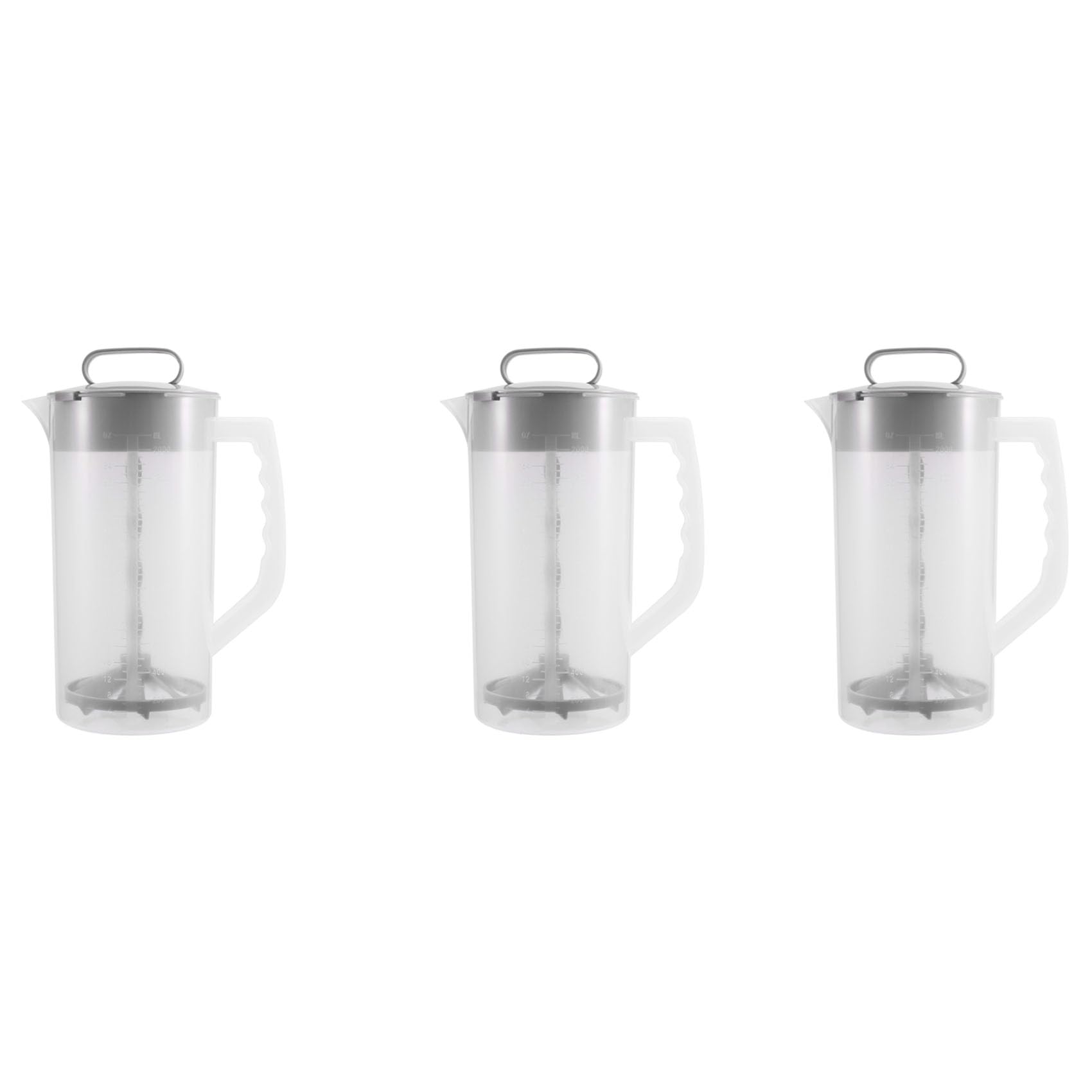 Hndhbfgrt 3X Mixing Pitcher for Drinks,2 Quart/64oz Plastic Water Pitcher with Lid,Easy-Mix Juice Container,Angled Plastic Blades