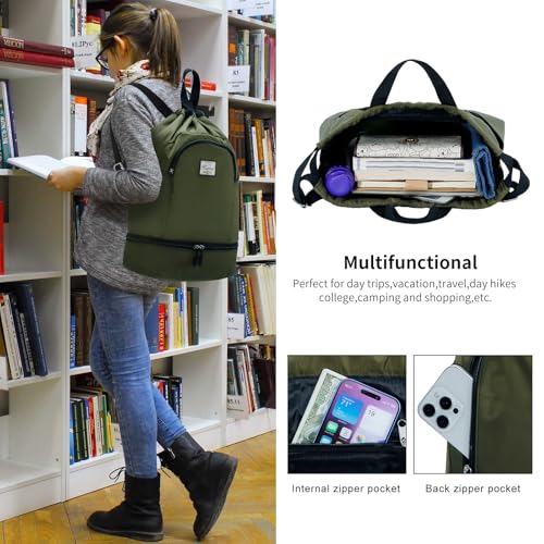 Image of Kamo Drawstring Backpack Bag - Sport Swimming Yoga Backpack with Shoe Compartment, Two Water Bottle Holder for Men Women Large String Backpack Athletic Sackpack for Travel