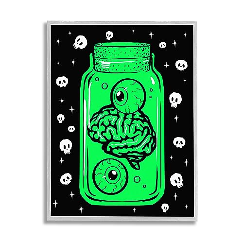 Image of 'Spooky Specimen Jar'| Framed Giclee Art | Stupell Industries | Gray, 24 x 30 Inches, Easy to Hang and Sturdy, Made in USA, by Ziwei Li