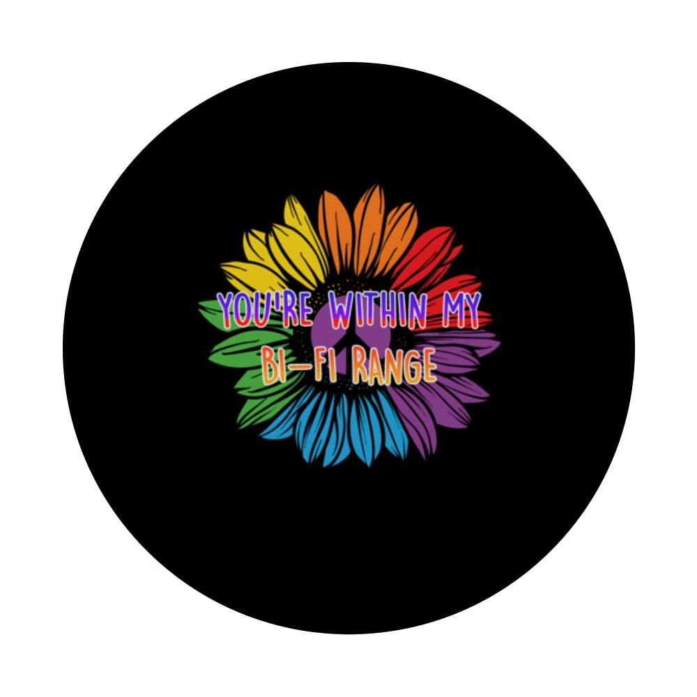 Youre within My Bi Fi Range Bisexual LGBTQ Bi Pride LGBT Gay PopSockets Swappable PopGrip, Black - Image 3