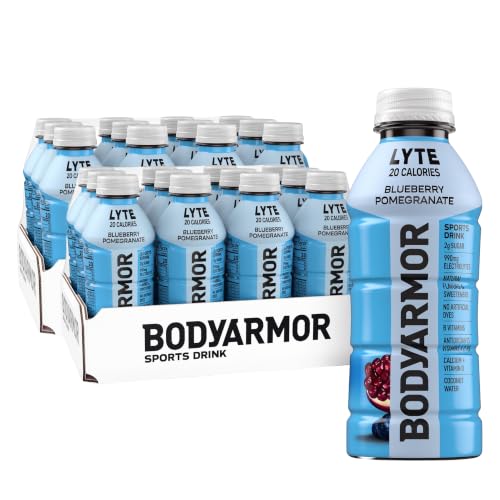 BODYARMOR Lyte Sports Drink Low-Calorie Sport Beverage,Blueberry Pomegranate,CoconutWater Hydration,NaturalFlavors with Vitamins,Potassium-Packed Electrolytes,Perfect for Athletes,16 floz (Pack of 24)