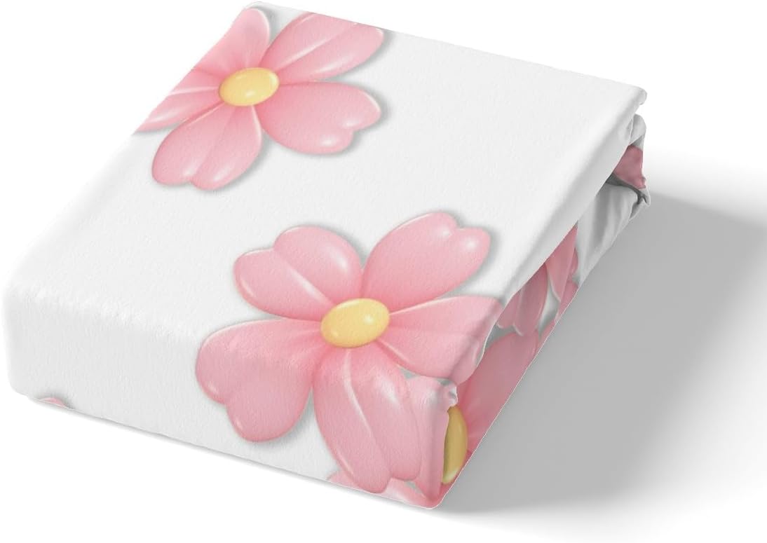 jejeloiu Kids Daisy Bedding Set Toddler Size, Botanical Flora Comforter Cover Blossom Flowers Duvet Cover Boys Girls Natural Theme Teens Bedspread Cover with 1 Pillow Case (No Comforter)