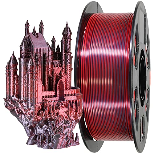Image of MIKA3D 2 Colors in 1 Silk Black Red PLA 3D Filament, 1KG 2.2LBS 3D Printing Material with Bicolor Dichromatic Double Colors, Dual Color Co-Extrusion 3D Filament Widely Fit for 3D Printer
