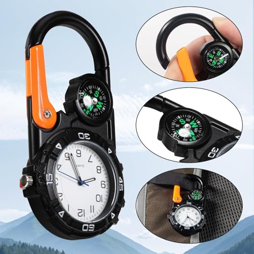 Carabiner Watch Luminous Clip on Quartz Watch Compass Taschenuhr Mit Karabiner,Uhr mit kompass,Leuchtende Analog Quarzuhr Uhr Herren Damen Outdoor – Bild 6