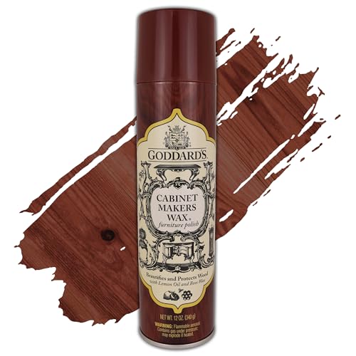 Goddard's Cabinet Makers Wax Spray, Wood Furniture Polish, Conditioner and Dust Cleaner with Bees Wax and Lemon Oil, Shine & Stain Protection, 12 oz