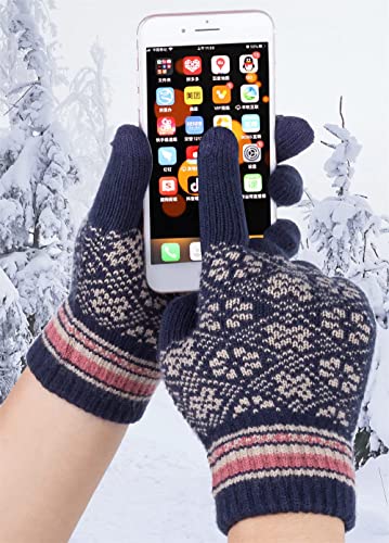 EXDUBCH 3-in-1 muts sjaal handschoenen sets voor dames dubbellaags fleece muts warme gebreide sjaal touchscreen-handschoenen - Image 7