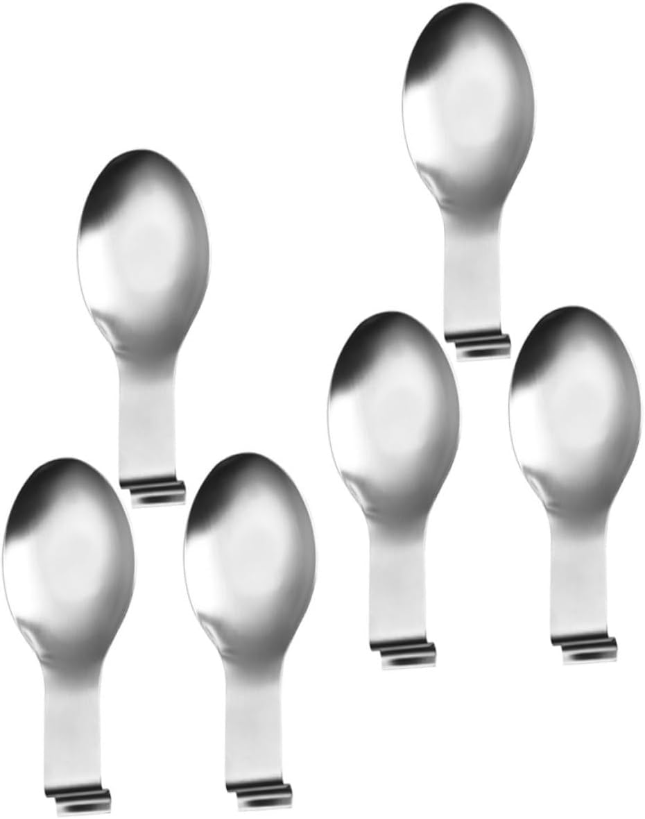6pcs Stainless Steel Spoon Rest Holder Cooking Utensils Holder for Stove Top Kitchen Chopstick Rest