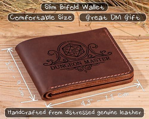 Dungeon Master Wallet, Gift for Him, Mens Bifold Wallet, Gift For Father D&D Leather Wallet Handmade Mens Husband Gift, Boyfriend Gift, Geek Gift, Fathers Day Gift k443