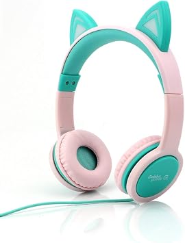 Gabba Goods Kids Safe Sound LED Light Up Cat Headphones - Green